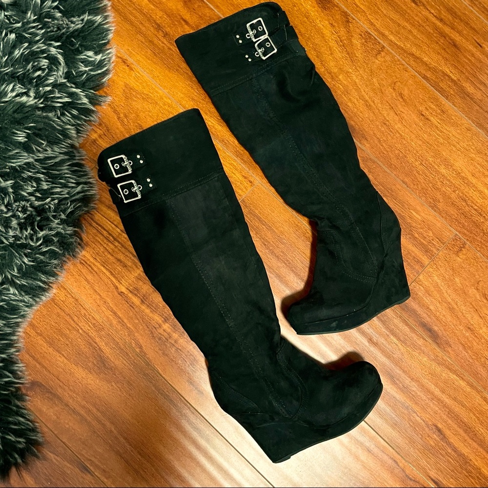 G by Guess Saill Wedge Over the Knee High Boot 7 M Black